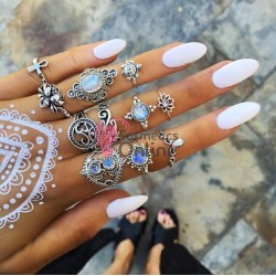 Inele metalice pentru prezentare modele unghii RNU023, set 11 bucati